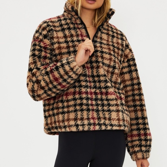 Beach Riot Jackets & Blazers - Beach Riot-Leona Sherpa- midnight houndstooth